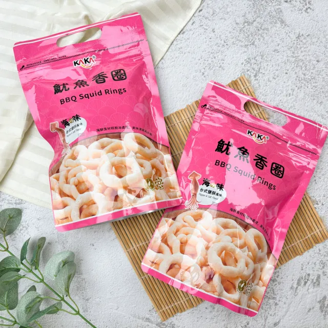 【KAKA】醬燒蝦餅 魷魚香圈80g(4入組 聚會派對首選必買)