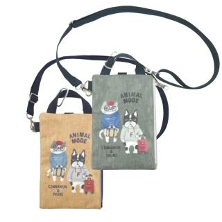 【Kusuguru Japan】日本眼鏡貓 手機包 可觸控手機 斜背包 手拿包證件袋 背帶可調 -Animal