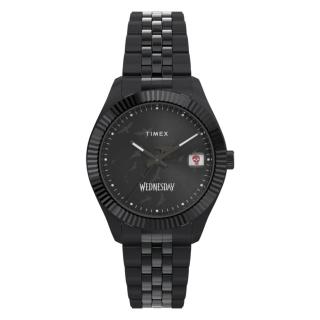 【TIMEX】天美時 x Wednesday 36毫米 熱門影集《星期三》聯名 暗黑風格不鏽鋼腕錶 黑 TXTW2Y19600