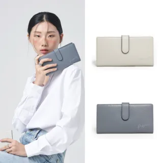 【PEPPER’S】交換禮物 SIGNAL 牛皮刺繡磁釦長夾 - 迷霧藍/月光灰(長夾 牛皮 男夾女夾中性