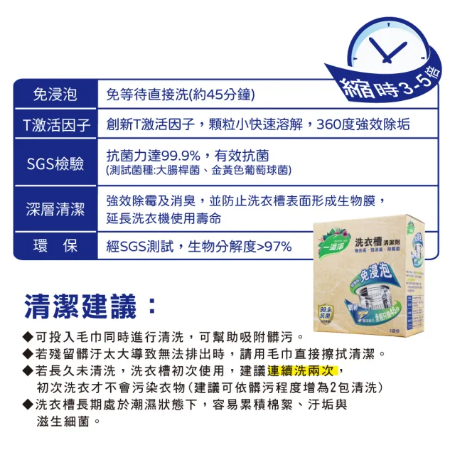 【一滴淨】免浸泡洗衣槽劑 量販包(200g 5入/盒)