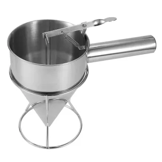 【生活King】不鏽鋼漏斗按壓壺(附架子)