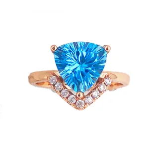 【幸福珠寶】Valentines鑽石煙花切｜珠寶級托帕石戒指(9*9mm 湛藍托帕石星芒設計)