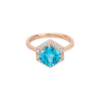 【幸福珠寶】新年快樂 湛藍海洋｜天然托帕石戒指(8*8mm頂級托帕石 人氣設計款)