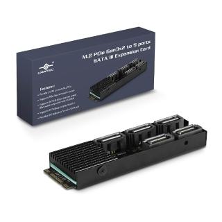 【Vantec 凡達克】M.2 PCIe Gen3x2 B+M Key 5 Port SATA III 擴充卡(UGT-M2670)