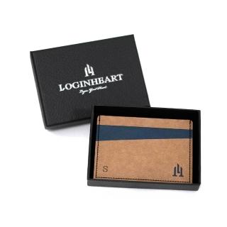 【LOGINHEART】免取卡正面感應卡夾 條紋棕藍 卡夾 卡套 悠遊卡信用卡 各類卡片 直接感應不