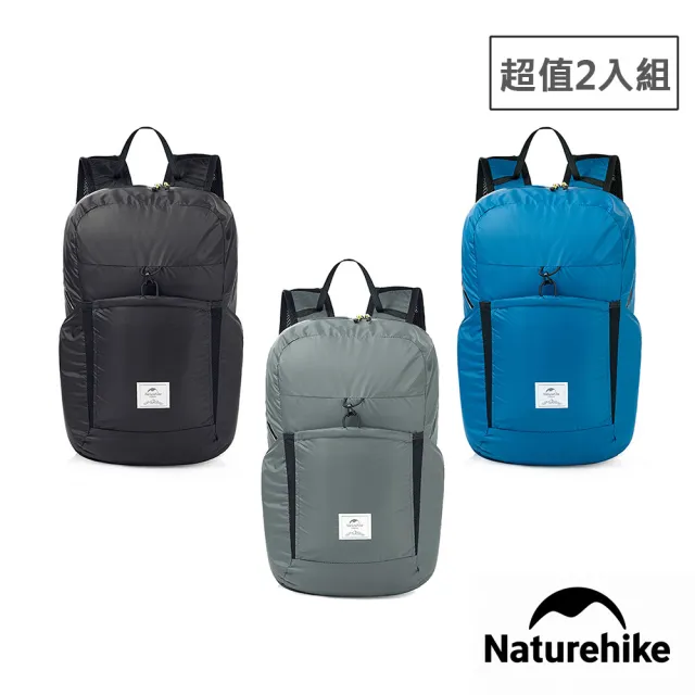 【Naturehike】超值2件組 22L云雁輕量防水摺疊後背包 A017-B(台灣總代理公司貨)