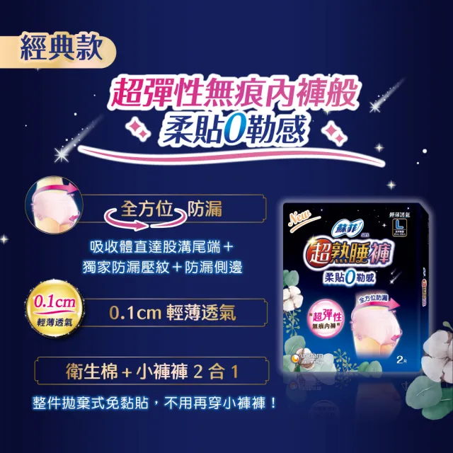 【Sofy 蘇菲】超熟睡褲型衛生棉 一般型M-XL(共12片)
