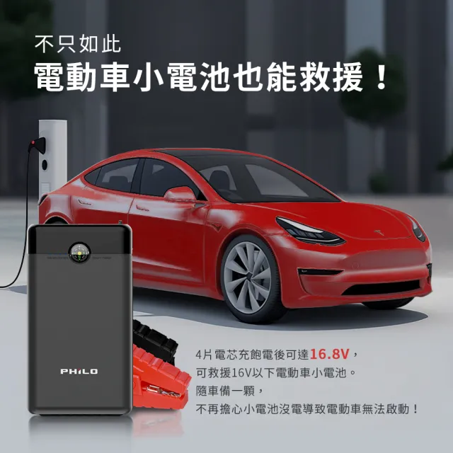【Philo 飛樂】6000mAh 汽機車 救車行動電源 PM50(汽車電瓶/救車電源/汽車接電/啟動電源/行動救援/電霸)