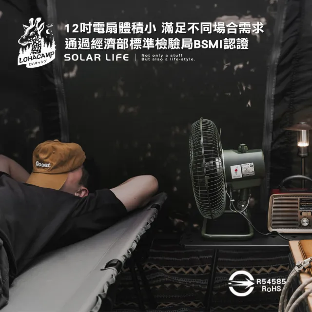 【樂活不露】12吋360度靜音型工業風扇(工業用桌扇 露營電扇 戶外電風扇 帳篷風扇 靜音電扇)