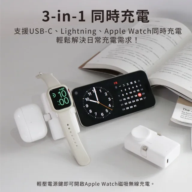 iNMARK 5000mAh快充3合1小方塊口袋行動電源 可上飛機(隨插隨充 手機支架 PD快充 直插式)