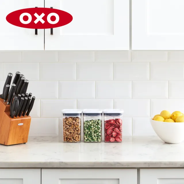 【OXO】POP 按壓密封收納保鮮盒-長方3.5L(16*11*32 cm  單手開蓋 整齊堆疊)