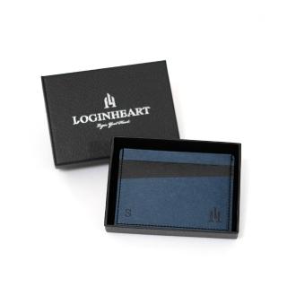 【LOGINHEART】免取卡正面感應卡夾 寧靜藍黑 卡夾 卡套 悠遊卡信用卡 各類卡片 直接感應不