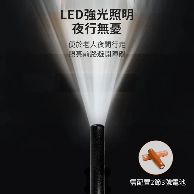 【穩行】高承重防滑四腳拐杖 十檔高度可調老人杖 加固鋁合金伸縮枴杖 輕便手杖 帶燈老人拐杖 助力杖