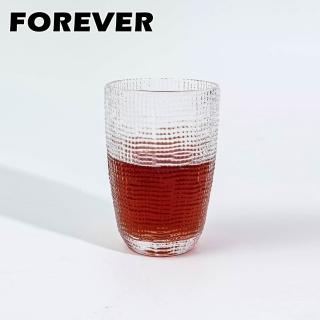 【日本FOREVER】細格手感高酒杯/水杯410ML(6入組)