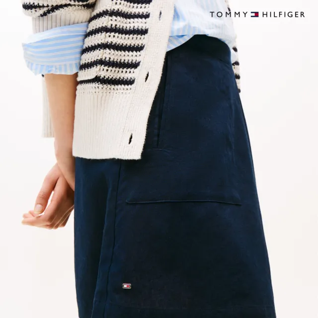 【TOMMY HILFIGER】官方旗艦館棉麻裙裝_藍色