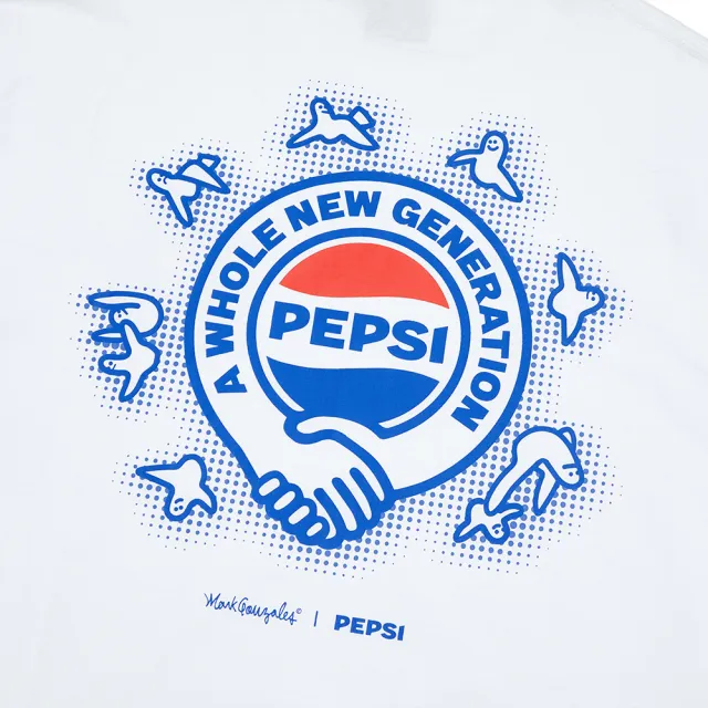 【Mark Gonzales】男女同款 MG X Pepsi 手牽手T恤-白色(百事可樂聯名)