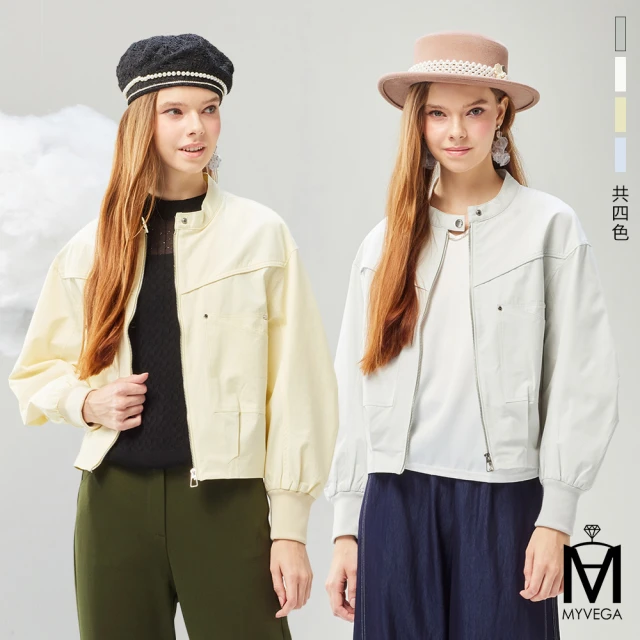 【MYVEGA 麥雪爾】MA金屬拉鍊雙口袋時裝外套-共四色(日系/保暖外套/女外套/風外/風衣)