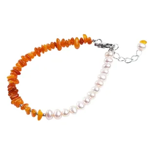 【大東山樑御珊瑚】天然珍珠vs琥珀跳色手鍊(寧靜平安/活躍快樂)