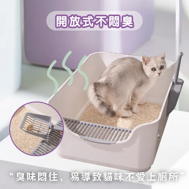 【KIDS PARK】頂級ABS貓砂盆(半罩封閉式/附日式貓砂盆/貓廁所/貓便盆/大號貓砂盆/防潑貓砂盆)
