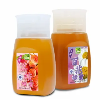 【彩花蜜】台灣蜂蜜專利擠壓瓶350gX1瓶任選(荔枝蜂蜜/百花蜂蜜)
