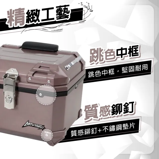【Astutain】阿斯圖坦 45L 塑合金烤漆車尾箱 機車後箱 機車後備箱 機車置物箱 機車行李箱(丹寧藍)