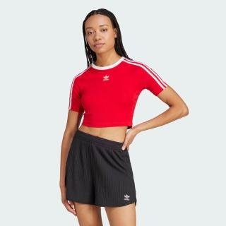 【adidas 愛迪達】3 S Baby Tee 女 短版T恤 運動上衣 休閒短袖 紅 白 亞版(JD0303)