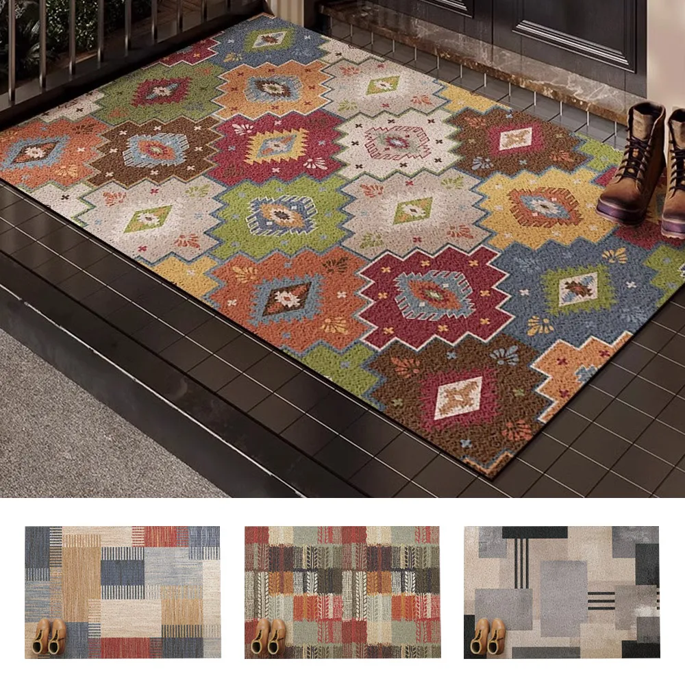 LZQ】復古美式高彈絲圈除塵地墊80×120cm 可裁剪刮泥玄關地墊防滑腳踏墊玄關墊進門墊地毯貓砂墊- momo購物網-