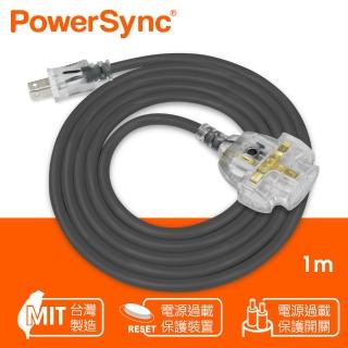 【PowerSync 群加】2P 1擴3插工業用動力延長線/灰色/1M(TU23V801)