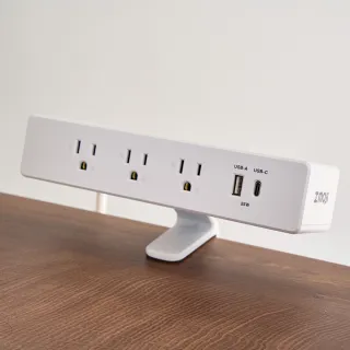 【FUNTE】電動升降桌專用｜夾式桌上型延長線 - 5插USB+TypeC 雙向快充 兩色可選