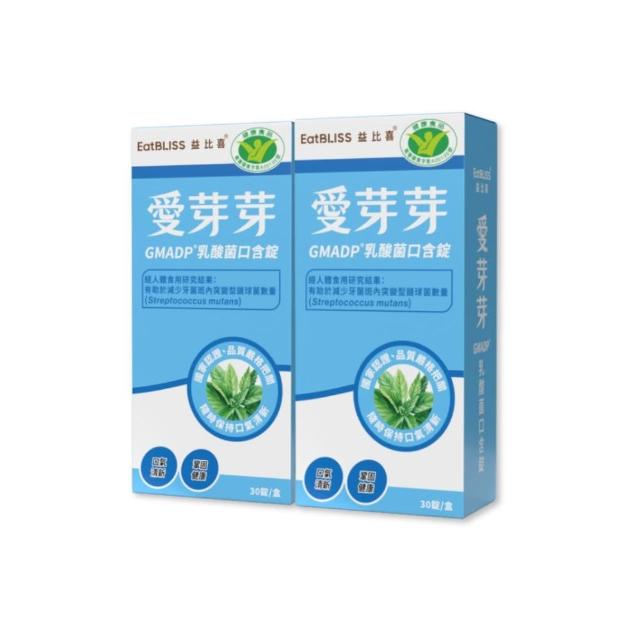 【EatBLISS 益比喜】健字號愛芽芽GMADP☆乳酸菌口含錠2入組(30錠/盒 口氣清新 增加好菌減少壞菌)