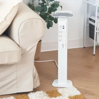 【aka】新極簡白時尚立式充電柱(電源塔/延長線柱/充電塔/站立式充電)