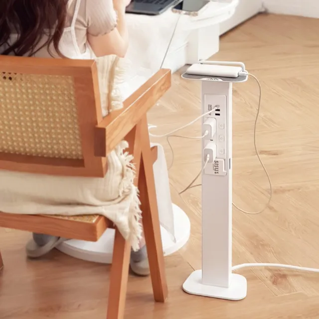 【aka】新極簡白時尚立式充電柱(電源塔/延長線柱/充電塔/站立式充電)