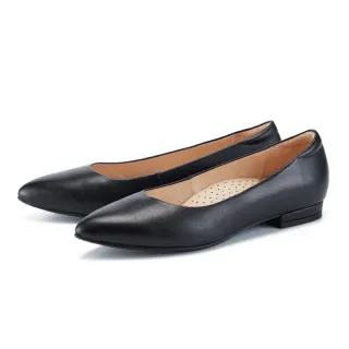 【ORIN】防潑水透氣牛皮尖頭低跟鞋(黑色)