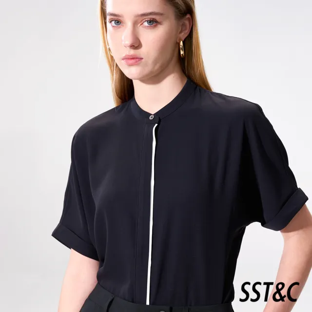 【SST&C】女裝 黑色門襟撞色五分袖上著01092504002(換季55折)