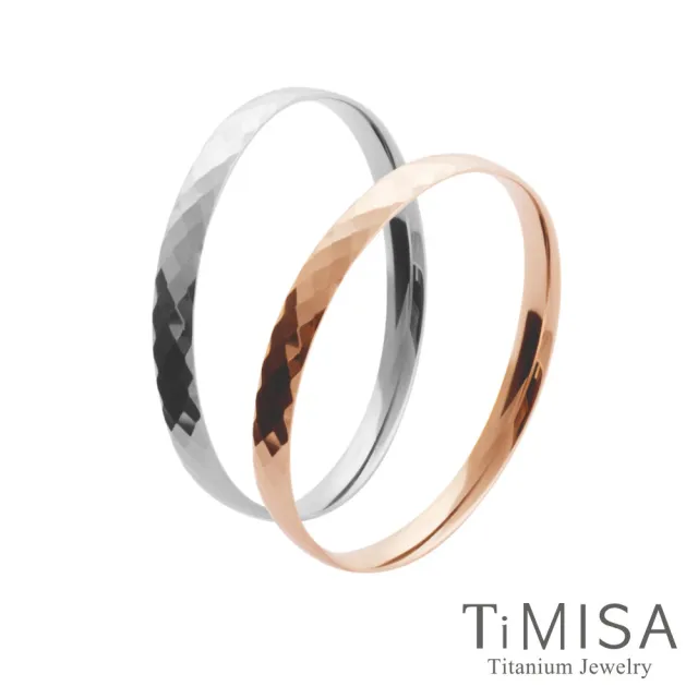 【TiMISA】格緻真愛 純鈦手環 寬版(兩色可選)