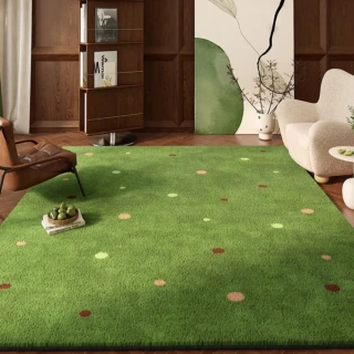 【巨匠】地毯 140*200cm茶几毯 中古風地毯 沙發茶几地毯 臥室床邊毯 復古地毯 綠色波點地毯(中古風地毯)