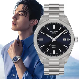 【TISSOT 天梭】PRC 100 Solar太陽能時尚腕錶-39mm/藍(T1514221104100)