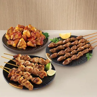 【HUTONG 胡同燒肉】招牌雞味嚴選_雞心串+七里香+燒肉串每款各2包_共6包(中秋 烤肉 燒烤 露營 宵夜 點心)