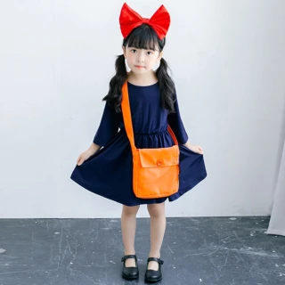 【橘魔法】魔女宅急便 附頭飾+包包(小魔女 cosplay 琪琪 造型服 萬聖節服裝 角色扮演 女童 兒童)