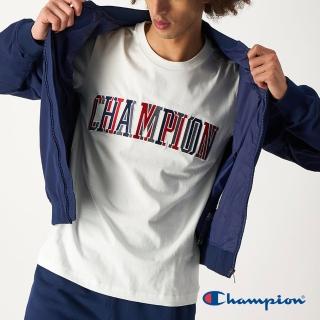 【Champion】官方直營 男款-純棉經典配色刺繡LOGO短袖TEE-象牙白色(218512-WW033-歐規)