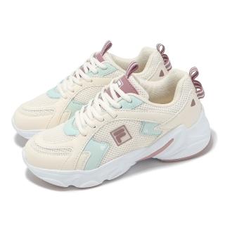 【FILA】休閒鞋 Innovation 女鞋 米 紅 拼接 復古 運動鞋 斐樂(5C941Z167)