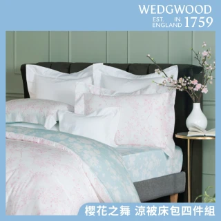 【WEDGWOOD】合購組★經典印花 雙人涼被+加大床包枕套四件組(天絲/長纖棉 任選)