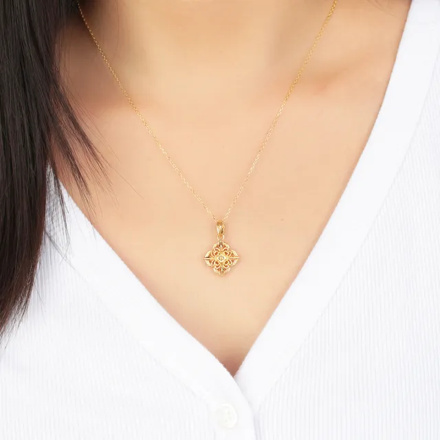【迎鶴金品】黃金9999 5D花結圖騰墜子(0.29錢)
