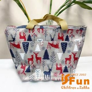 【iSFun】聖誕麋鹿 手提保冷保溫便當包
