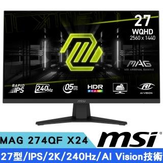【MSI 微星】MAG 274QF X24 27型 IPS 2K 電競螢幕(240Hz/HDR Ready/AI Vision)