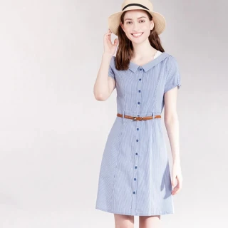 【Kinloch Anderson】小清新條紋排釦連身裙 洋裝 洋裝 金安德森女裝(KA1157004)