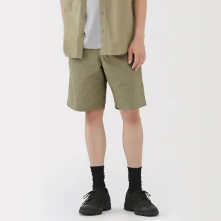 【MUJI 無印良品】男水洗平織布舒適短褲(黑色 淺米 暗紅 煙燻綠 深藍 摩卡棕)