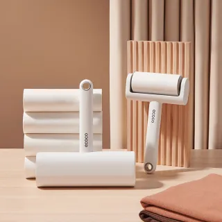 【ecoco】帶蓋斜撕式滾筒強力黏毛器 附防塵收納罩 16cm地毯寵物隨手黏 地板清潔除塵滾輪 替換補充包