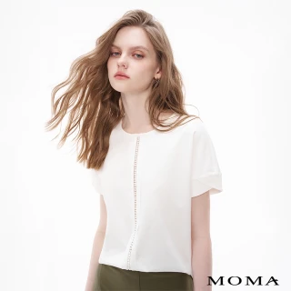 【MOMA】鏤空雕花花苞袖薄空氣棉上衣(兩色)